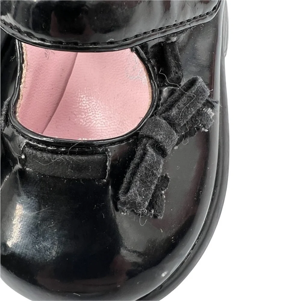 Teeny Toes Black Patent Bow Mary Janes Size 2 Toddler Girl's